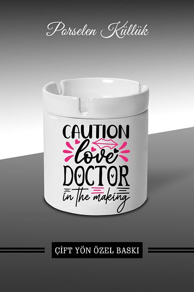 bymat Caution Love Designed Ashtray - Porcelain Ashtray - Ashtray *ashtray