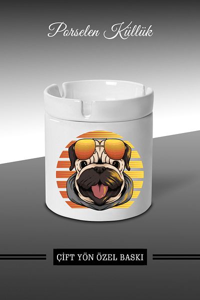 bymat Summer Style Dog Design Ashtray - Porcelain Ashtray - Ash Tray *külX276