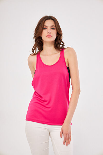 Moda Işık Sports Athlete Tank Top Solid Fuchsia Color