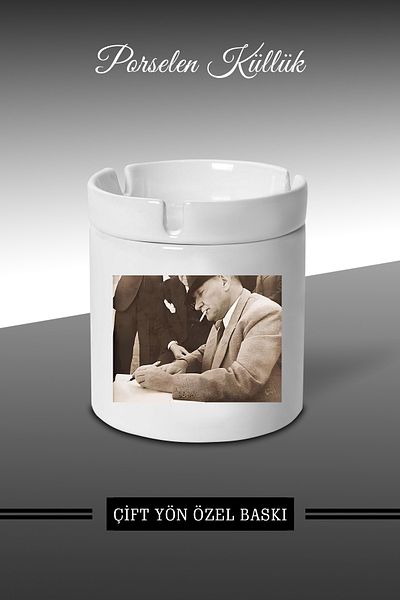 bymat M. Kemal Atatürk Designed Ashtray - Πορσελάνινο Τασάκι - Επιτραπέζιο Τασάκι *külbymX54