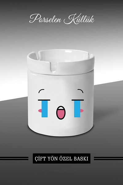 bymat Emoji Face Expression Designed Ashtray B5 - Porcelain Ashtray - Ashtray *külbymX298