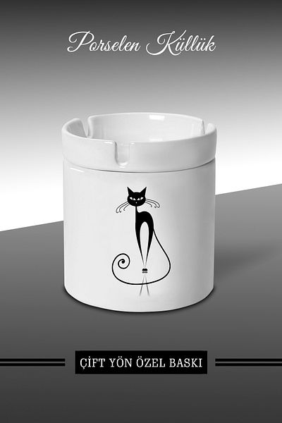 bymat Acrobat Cat H - Designed Ashtray - Porcelain Ashtray - Ashtray *ashtray