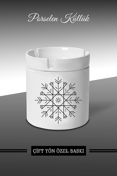 bymat Snow Symbol Designed Ashtray - Porcelain Ashtray - Ashtray *ashtray