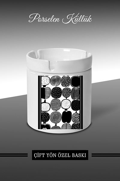 bymat Circle Designed Ashtray - Ethnic Porcelain Ashtray - Ashtray *külX136