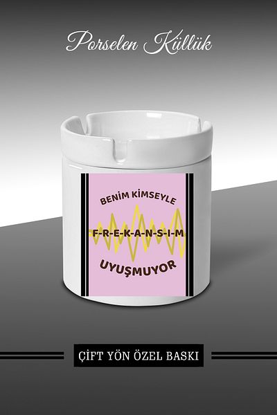bymat Frequency Designed Ashtray - Porcelain Ashtray - Ash Tray *külbymX149