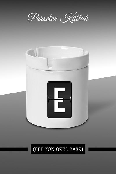 bymat Letter E Designed Ashtray - Porcelain Ashtray - Ashtray *külbyX18