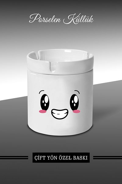 bymat Emoji Face Expression Designed Ashtray A10 - Porcelain Ashtray - Ashtray *külbymX293