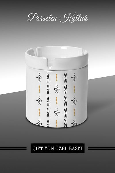 bymat Pattern Designed Ashtray - Ethnic Porcelain Ashtray - Ashtray *külbymX124