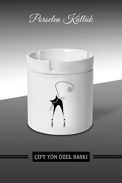 bymat Τασάκι Acrobat Cat Skate Design - Τασάκι πορσελάνης - Επιτραπέζιο τασάκι *külbymX226