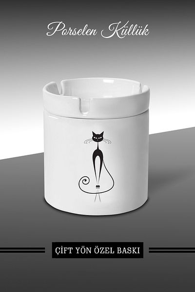 bymat Acrobat Cat Model Designed Ashtray - Porcelain Ashtray - Ashtray *külX224