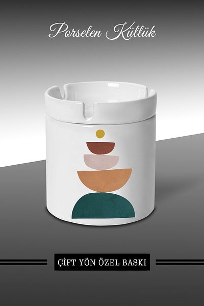 bymat Boho Balance Design Τασάκι - Πορσελάνινο Τασάκι - Επιτραπέζιο Τασάκι *külbymX118