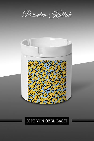 bymat Ethnic Complex Pattern Designed Ashtray - Porcelain Ashtray - Ashtray *külX159