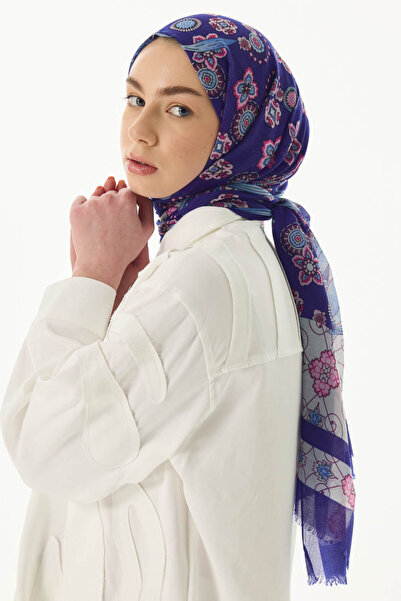 FENZA SCARF شال قطني أرجواني - نمط فيونكة اللوتس