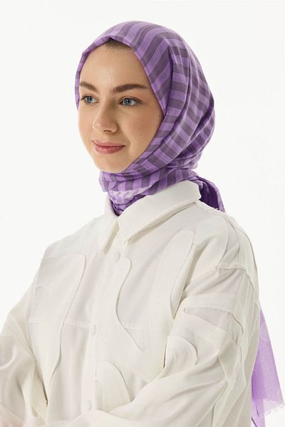FENZA SCARF BELINDA MINIMAL PATTERN LILA ΒΑΜΒΑΚΙ ΣΑΛΙ