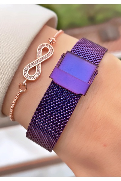 Ferrucci Brand Burgundy Color Steel Cord 2 Years Warranty Women Wristwatch - Bracelet