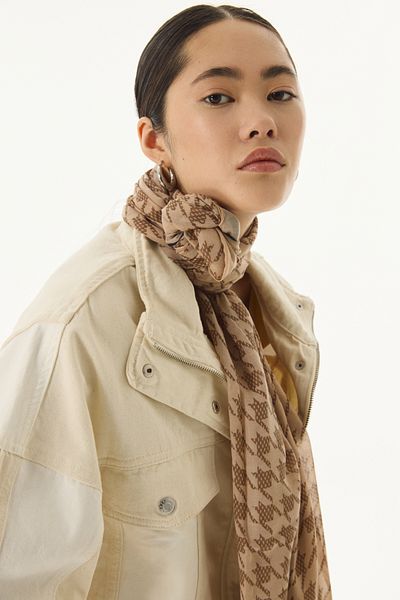 FENZA SCARF Σάλι με μοτίβο Yoko Houndstooth από βαμβάκι βιζόν
