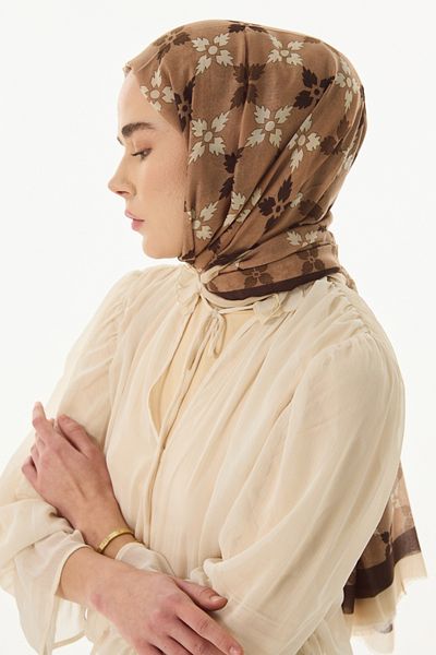 FENZA SCARF Σάλι με σχέδιο βιζόν από βαμβάκι Perla