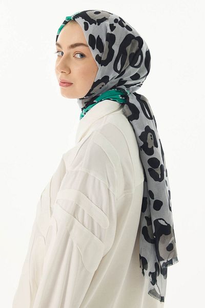 FENZA SCARF AMBER WAVE PATTERN ΜΕΝΤΑ-ΜΑΥΡΟ ΒΑΜΒΑΚΙ ΣΑΛΙ
