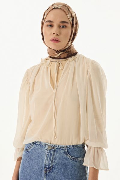 FENZA SCARF Σάλι με σχέδιο βιζόν από βαμβάκι Perla