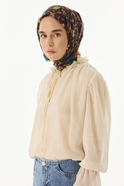 FENZA SCARF Σάλι με μοτίβο λουλουδιών από βαμβακερό λουλούδι βαμβακερό λουλούδι