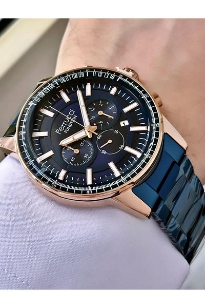 Ferrucci Men's Multifunctional Metal Band Wristwatch