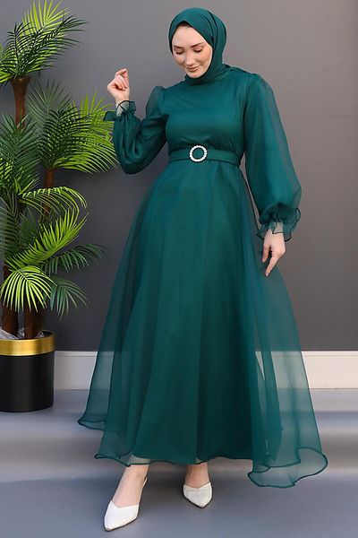 GİZ AGİYİM Elfida Hijab Φόρεμα Σμαραγδένιο