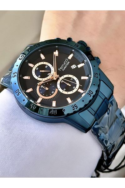 Ferrucci Men's Multifunctional Metal Band Wristwatch