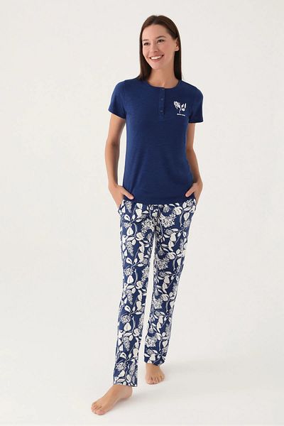 Pierre Cardin Set de pijamale de damă cu mâneci scurte din bumbac de sezon nou Opțiune de mărime mare