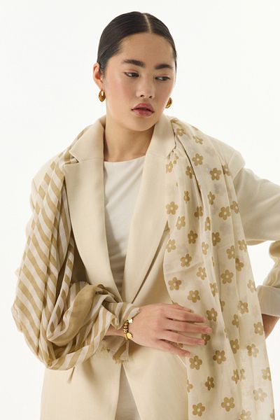 FENZA SCARF Σάλι με βαμβακερό ριγέ μοτίβο παπάγιας LENORA