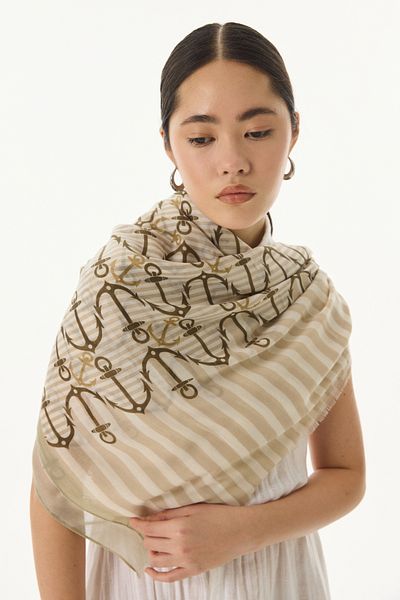 FENZA SCARF Σάλι HOPE από γνήσιο βαμβακερό μοτίβο άγκυρας