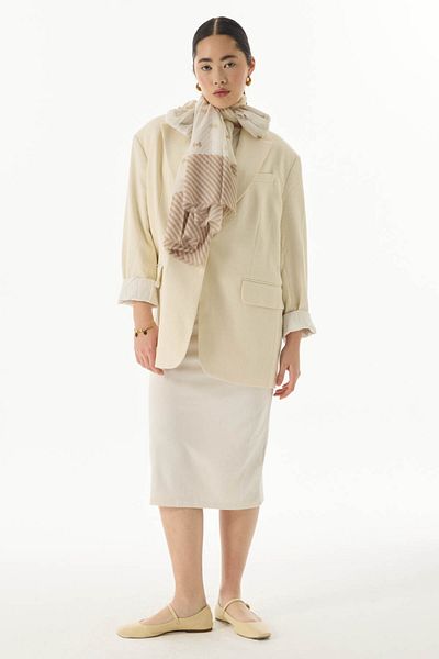 FENZA SCARF Σάλι HOLLY Βαμβακερό Φιόγκο Κρέμα-Μπεζ