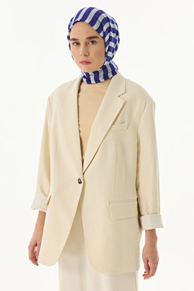 FENZA SCARF Βαμβακερό σάλι PAMELA Navy Blue ριγέ Ivy