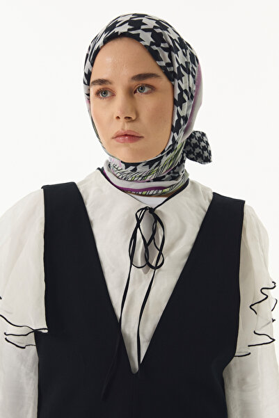 FENZA SCARF EVIE Murdum Cotton Houndstooth Patterned Shawl