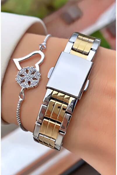 Ferrucci Ferruci Brand Yellow Silver Color Steel Cord Women's Wristwatch - Bracelet