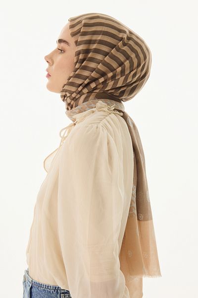 FENZA SCARF BELINDA MINIMAL PATTERN ΜΠΕΖ ΒΑΜΒΑΚΙ ΣΑΛΙ