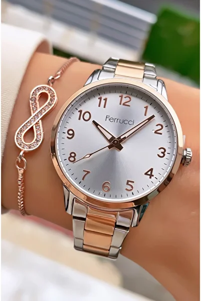 Ferrucci Ferruci Brand Rose Silver Color Steel Cord Women's Wristwatch - Bracelet