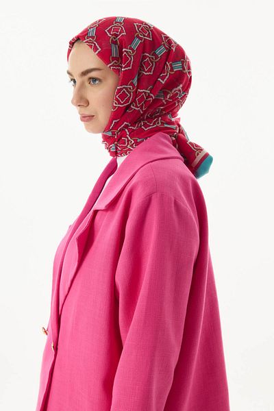 FENZA SCARF Φούξια βαμβακερό σάλι GLORIA με κύβο