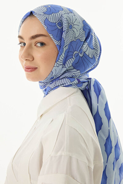 FENZA SCARF Μπλε ριγέ βαμβακερό σάλι Diana