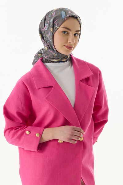 FENZA SCARF Lina Nine Pattern Gray Powder Cotton Wrap