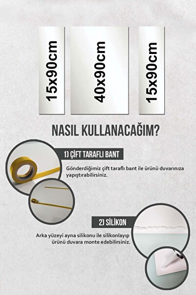 Decorita Ayna - 3'lü Takım Dikdörtgen Ayna
