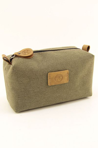 HNB Men's Khaki Canvas Waterproof Shaving Bag