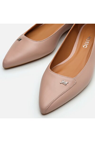 Hotiç Genuine Leather Natural Women's Ballerinas