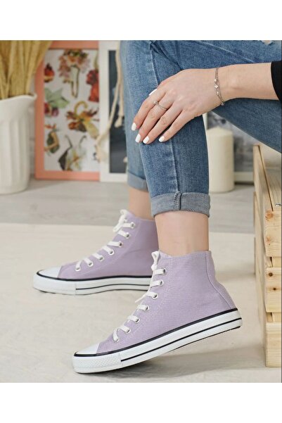 MİSSWEMODASHOES Cnv Unısex Uzun Lila Keten Spor Ayakkabı