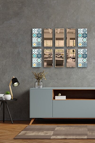 Decorita Dekor Camı | Modern Çini Desen Cam Ve Bronz Ayna | 10'lu Takım | 12,...
