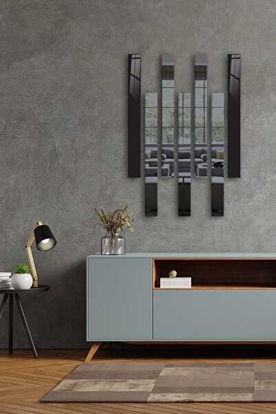 Decorita Dekor Camı | Düz Renk Siyah Cam Ve Füme Ayna | 7'li Takım | 5cm X 50cm