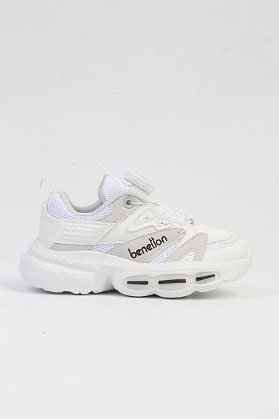 Benetton ®   IMPORT Pantofi sport albi cu mecanism de șireturi pentru copii BNI-10255