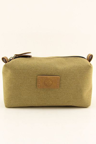 HNB Men's Camel Canvas Waterproof Shaving Bag