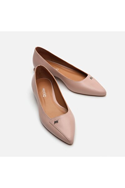 Hotiç Genuine Leather Natural Women's Ballerinas