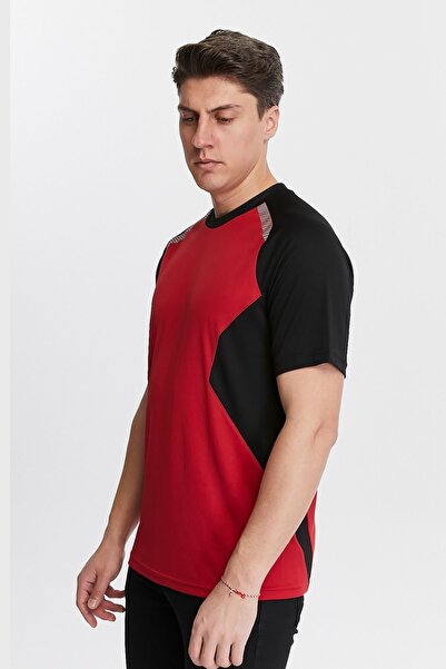 Uniprom Ανδρικό μπλουζάκι με λαιμόκοψη από αναπνεύσιμο ύφασμα Procool Sports Outdoor T-shirt Κόκκινο-Μαύρο