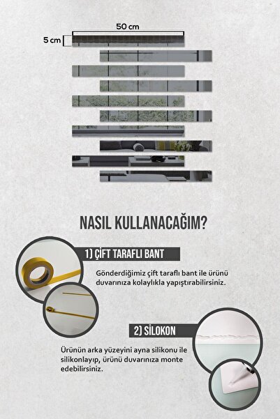 Decorita Ayna - Füme Ayna - 10'lu Takım Şerit Ayna